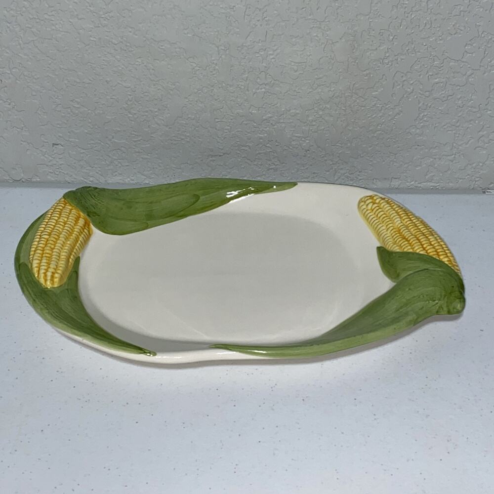 ELPA Alcobaca Corn Cob Harvest Summer Serving‎ Platter Portugal 15" Handpainted